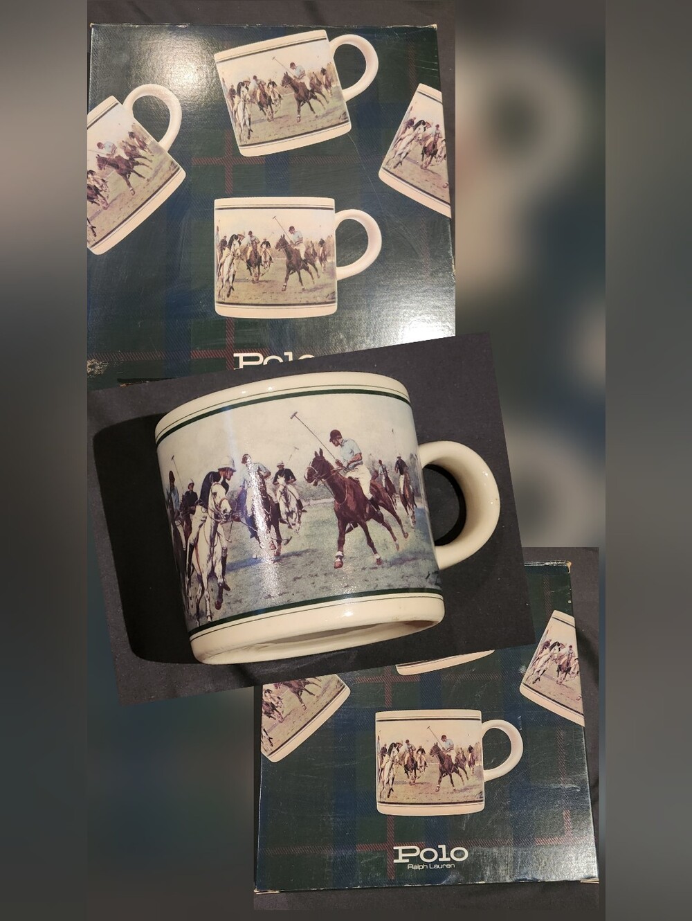 Ralph Lauren Polo Thoroughbred Horse Coffee Mug 2 Boxes 4 Each Appear Unused VTG